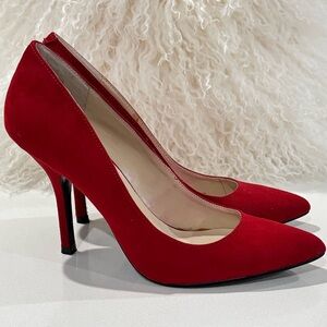 Nine West Red Suede Heels Pointy Toe Pump - Size 7